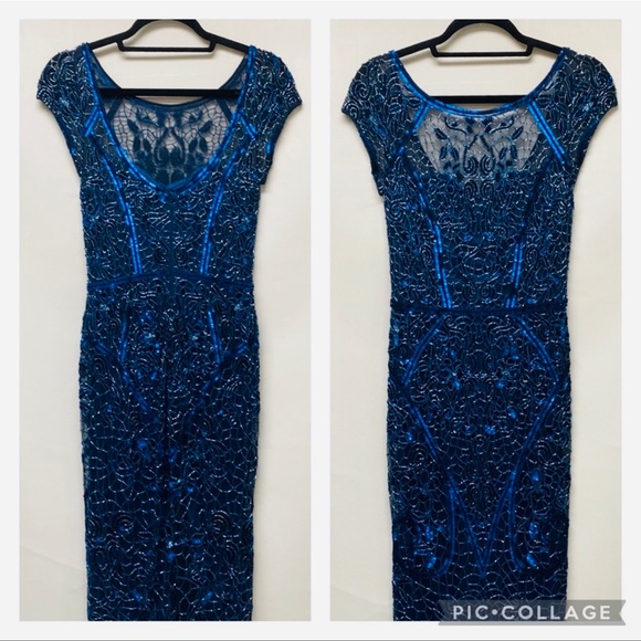 Brand new Theia cap sleeves beaded below the knee  dress - Picture 3 of 14